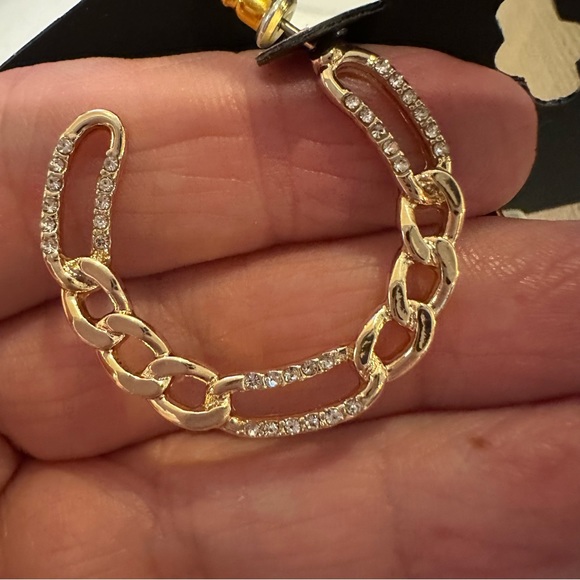 NWT Christian Siriano of New York Earrings- gold hoops with clear rhinestones - Picture 4 of 7
